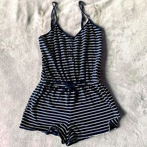 Navy striped romper